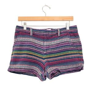 Gap Shorts Women's 4 Purple Blue Striped City Pockets Knit Textured Festival